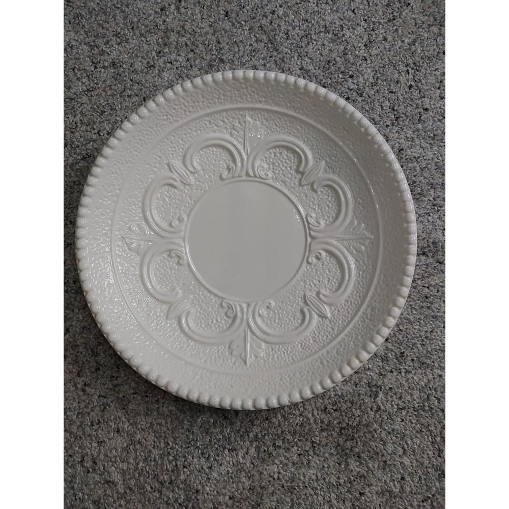 Vintage Inarco Pottery Pitcher Platter White 3D Embossed E-2752 60s 70s